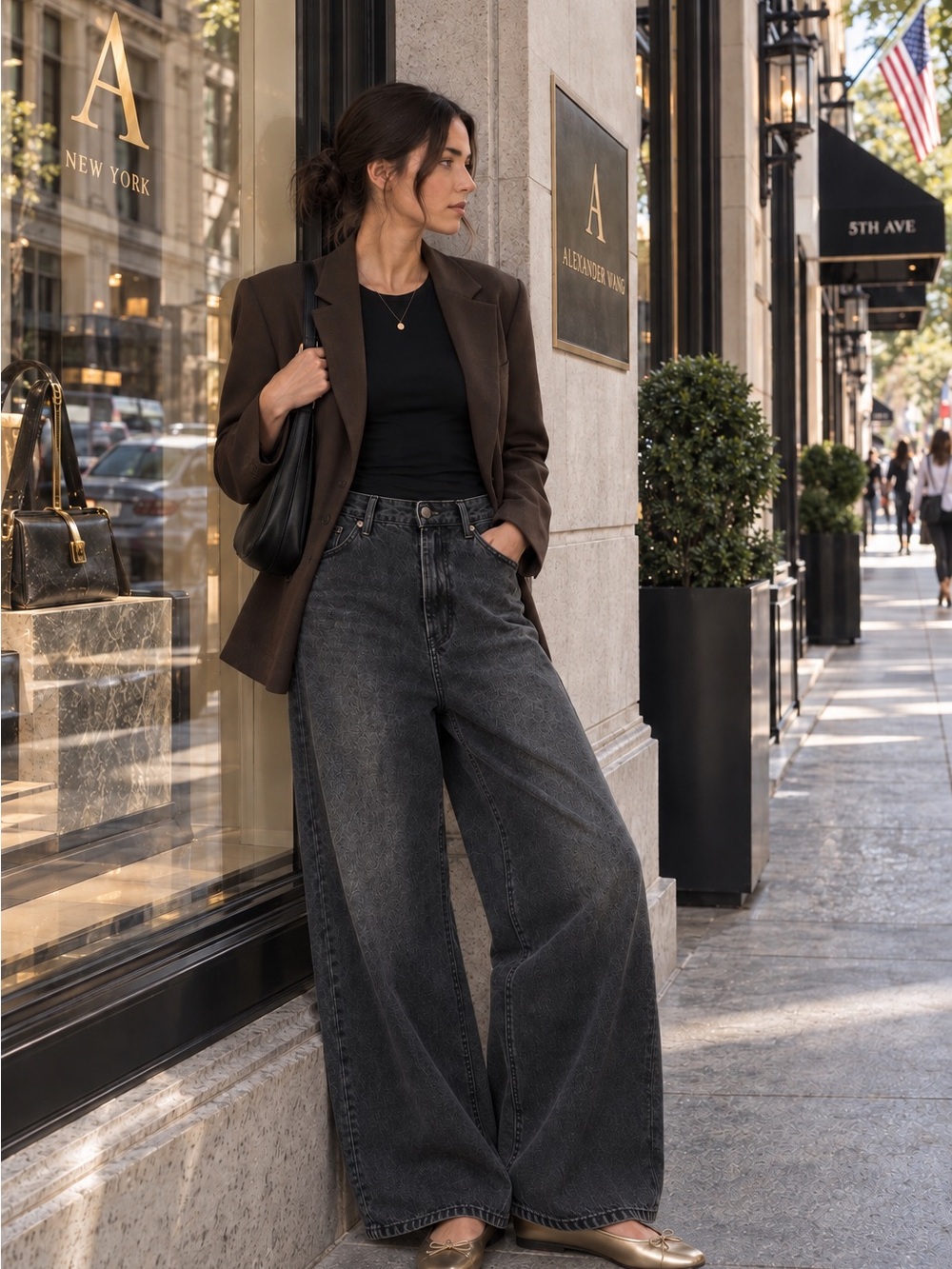 ZARA ZW Collection Low-Rise Baggy Leg Jeans Black Sz 8 NWT Dropped Crotch Harem